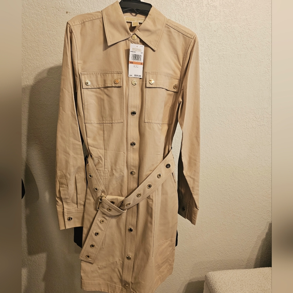 Tan Belted Women's Dress